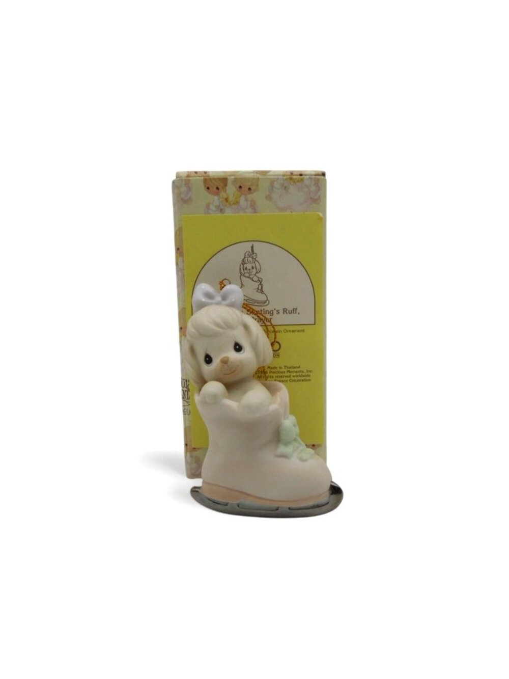 Enesco Ornament Skating Dog Ice Skate Holiday 90s Vintage 3.3" Boxed
